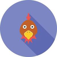 icono de sombra larga plana de cara de pollo vector