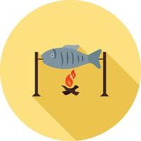 Grilled FIsh Flat Long Shadow Icon vector