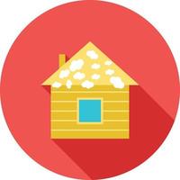 House with Snow Flat Long Shadow Icon vector