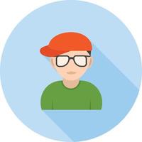 Nerdy Boy in Hat Flat Long Shadow Icon vector