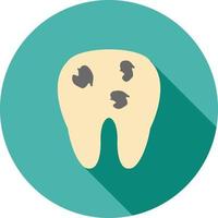 Holed Tooth Flat Long Shadow Icon vector