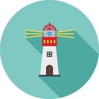 Lighthouse Flat Long Shadow Icon vector