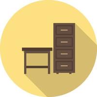 Table with Shelves Flat Long Shadow Icon vector