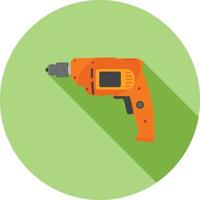 Drill Machine Flat Long Shadow Icon vector