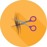 corte de pelo plano larga sombra icono vector