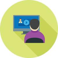 Online Lecture Flat Long Shadow Icon vector