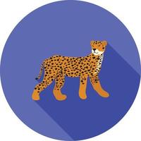 Cheetah Flat Long Shadow Icon vector