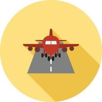 Plane on Runway Flat Long Shadow Icon vector