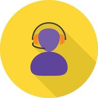 Call Center Agent Flat Long Shadow Icon vector