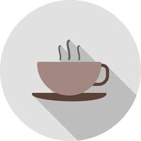 icono de sombra larga plana de taza de café vector