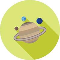 Saturn Flat Long Shadow Icon vector