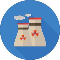 Nuclear Plant Flat Long Shadow Icon vector