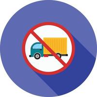 No truck sign Flat Long Shadow Icon vector