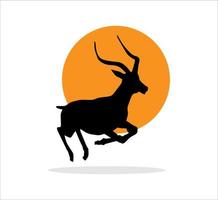 Silhouette Deer on Sun Decoration Illustrations vector