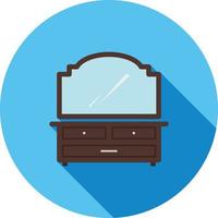 Dressing Table Flat Long Shadow Icon vector