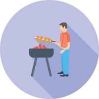 Icono de larga sombra plana barbacoa vector