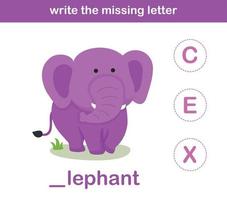 write the missing letter,illustration, vector