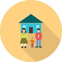 Family Home Flat Long Shadow Icon vector