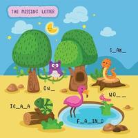 write the missing letter,illustration, vector