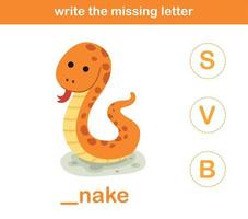 write the missing letter,illustration, vector