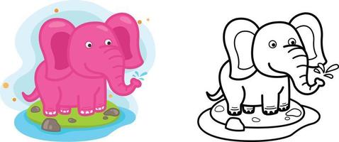 ilustración de vector de elefante animal de libro para colorear educativo