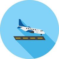 Landing Airplane Flat Long Shadow Icon vector