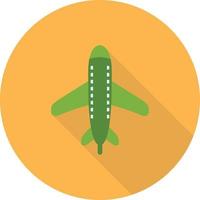 Flying Airplane Flat Long Shadow Icon vector