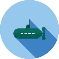 Submarine Flat Long Shadow Icon vector