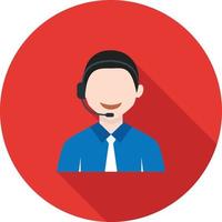 Call Center Agent Flat Long Shadow Icon vector