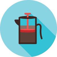 French Press Flat Long Shadow Icon vector