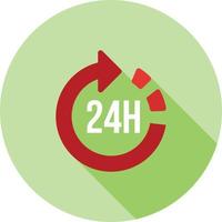 24 Hour Service Flat Long Shadow Icon vector
