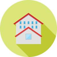 Large House Flat Long Shadow Icon vector