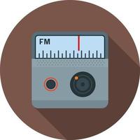 icono de sombra larga plana de radio fm vector