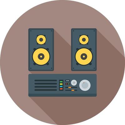 Audio System Flat Long Shadow Icon