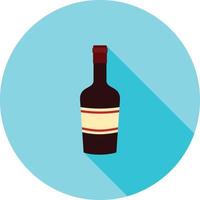 icono de sombra larga plana de botella de vino vector