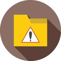 Warning on Folder Flat Long Shadow Icon vector