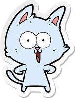 sticker of a funny cartoon cat vector