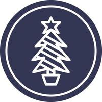 christmas tree circular icon vector