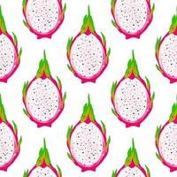 Seamless pattern with iIllustration of a pitahaya on a white background vector