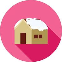 House with Snow Flat Long Shadow Icon vector