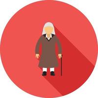 Old Woman Flat Long Shadow Icon vector