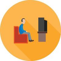 Watching TV Flat Long Shadow Icon vector