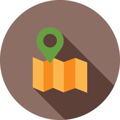 Destination on Map Flat Long Shadow Icon