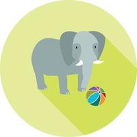 elefante realizando icono de sombra larga plana vector