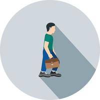 Walking with Briefcase Flat Long Shadow Icon vector