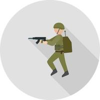 icono de sombra larga plana de soldado del ejército vector