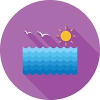 Sun and Waters Flat Long Shadow Icon vector