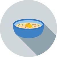 icono de sombra larga plana de sopa de bola de masa hervida vector