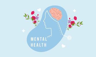 Flat design world mental health day background vector