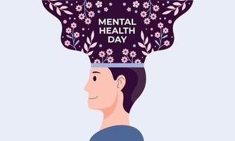 Flat design world mental health day background vector